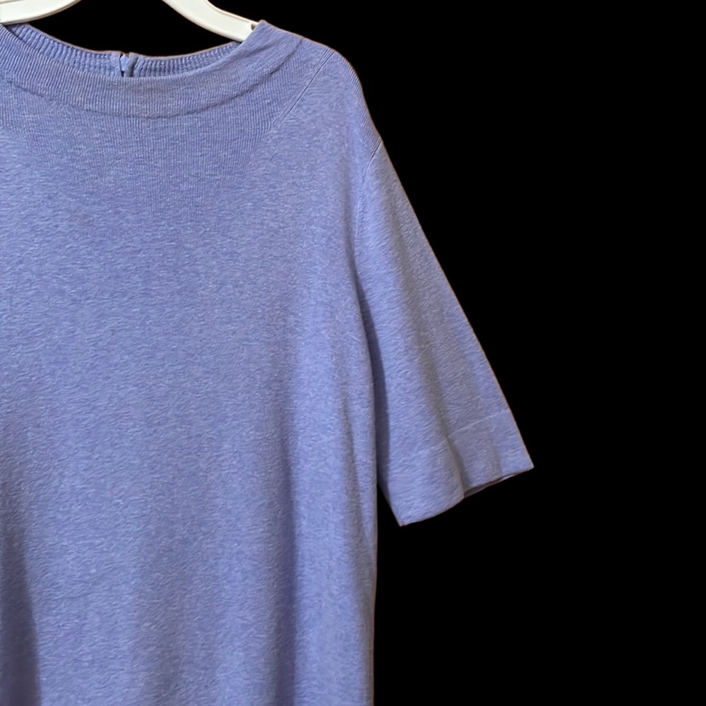 Talbots Cotton Blend Violet Round Neck Elbow Length Sleeves Sweater Top Size L - Picture 3 of 12